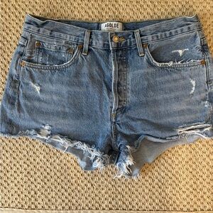 Agolde Blue Jean Shorts Distressed Cut-Offs